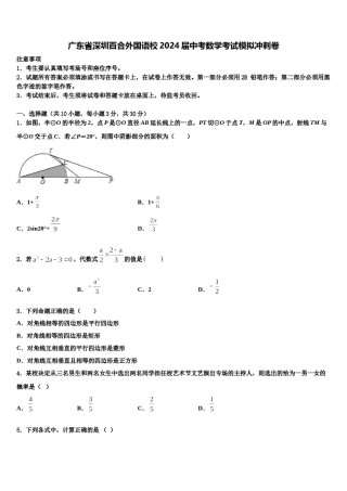 广东省深圳百合外国语校2024届中考数学考试模拟冲刺卷含解析.doc