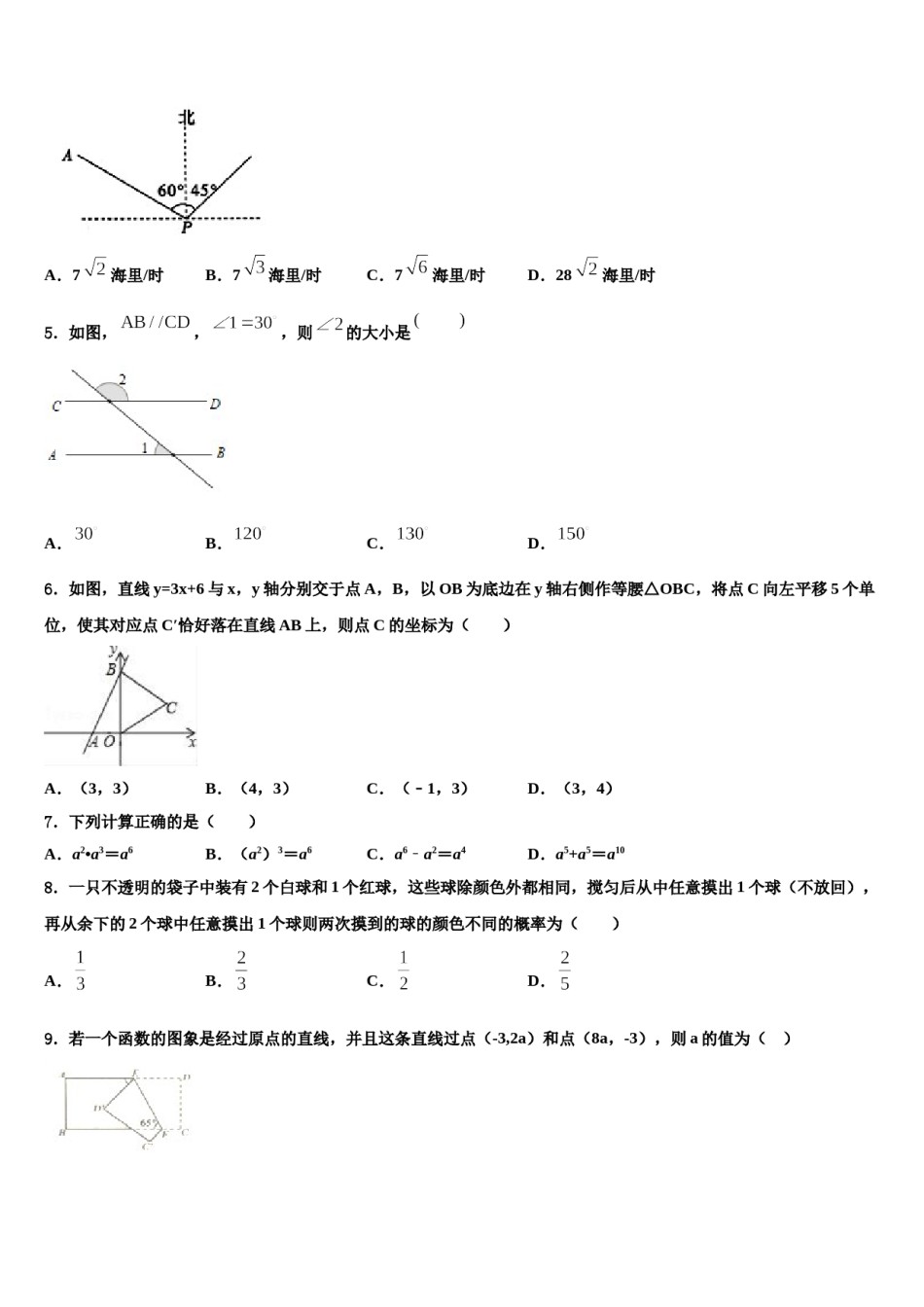 广东省湛江市徐闻县2024年中考数学适应性模拟试题含解析.doc_第2页