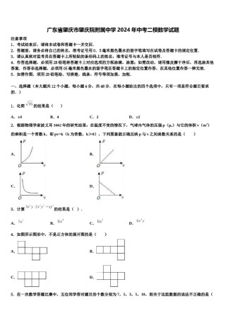 广东省肇庆市肇庆院附属中学2024年中考二模数学试题含解析.doc