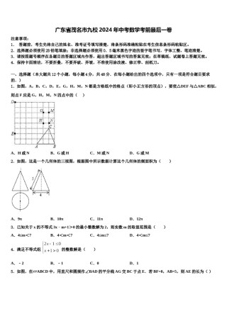 广东省茂名市九校2024年中考数学考前最后一卷含解析.doc