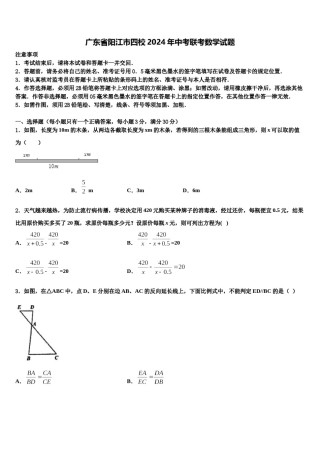 广东省阳江市四校2024年中考联考数学试题含解析.doc