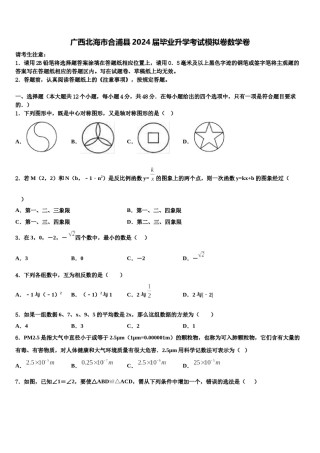 广西北海市合浦县2024届毕业升学考试模拟卷数学卷含解析.doc