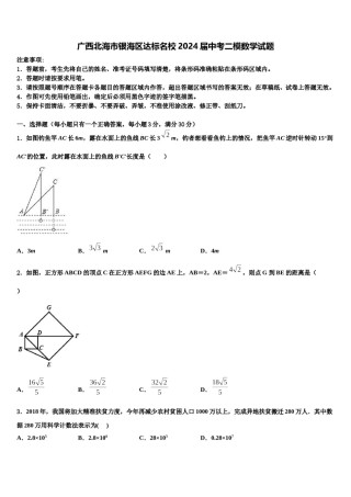 广西北海市银海区达标名校2024届中考二模数学试题含解析.doc