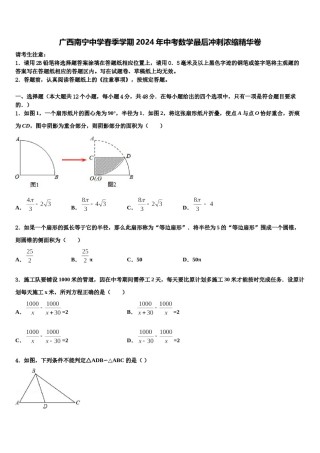 广西南宁中学春季学期2024年中考数学最后冲刺浓缩精华卷含解析.doc