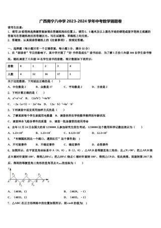 广西南宁八中学2023-2024学年中考数学猜题卷含解析.doc