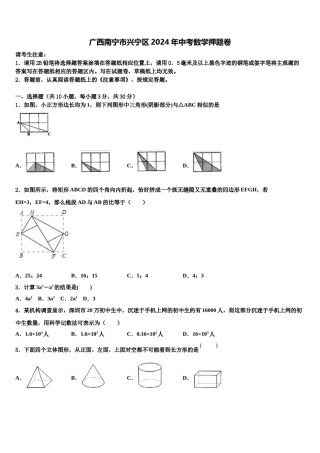 广西南宁市兴宁区2024年中考数学押题卷含解析.doc