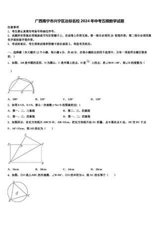 广西南宁市兴宁区达标名校2024年中考五模数学试题含解析.doc
