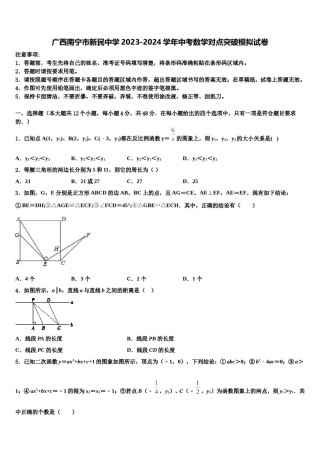 广西南宁市新民中学2023-2024学年中考数学对点突破模拟试卷含解析.doc