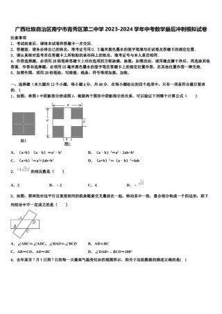 广西壮族自治区南宁市青秀区第二中学2023-2024学年中考数学最后冲刺模拟试卷含解析.doc