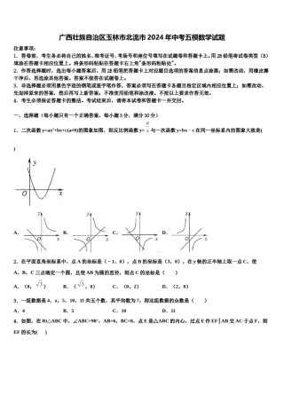 广西壮族自治区玉林市北流市2024年中考五模数学试题含解析.doc