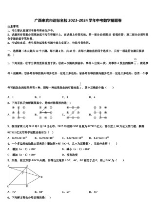 广西来宾市达标名校2023-2024学年中考数学猜题卷含解析.doc