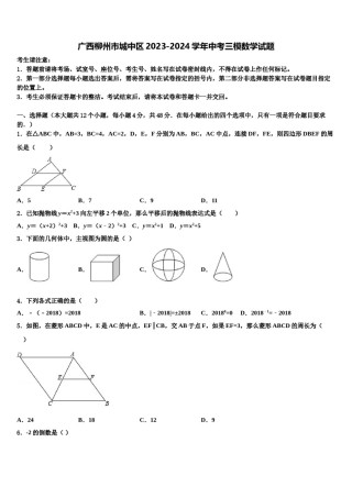 广西柳州市城中区2023-2024学年中考三模数学试题含解析.doc