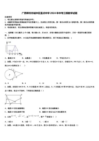 广西柳州市城中区重点中学2024年中考三模数学试题含解析.doc
