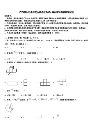 广西柳州市鱼峰区达标名校2024届中考冲刺卷数学试题含解析.doc
