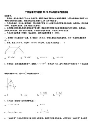 广西省来宾市名校2024年中考数学四模试卷含解析.doc
