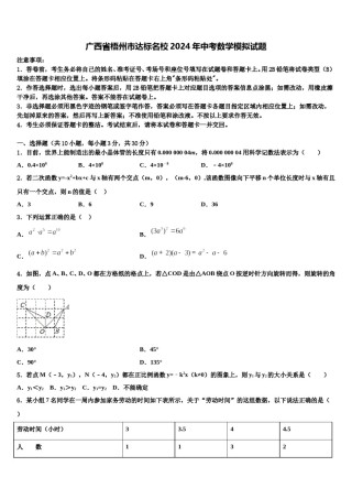 广西省梧州市达标名校2024年中考数学模拟试题含解析.doc