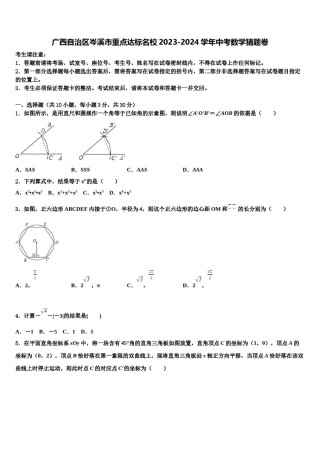 广西自治区岑溪市重点达标名校2023-2024学年中考数学猜题卷含解析.doc