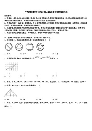 广西自治区钦州市2024年中考数学仿真试卷含解析.doc
