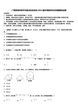 广西贵港市桂平市重点达标名校2024届中考数学对点突破模拟试卷含解析.doc