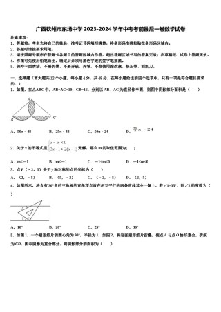 广西钦州市东场中学2023-2024学年中考考前最后一卷数学试卷含解析.doc