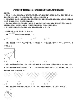 广西钦州市钦南区2023-2024学年中考数学对点突破模拟试卷含解析.doc