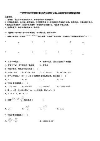 广西钦州市钦南区重点达标名校2024届中考数学模拟试题含解析.doc