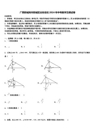 广西防城岗市防城区达标名校2024年中考数学五模试卷含解析.doc