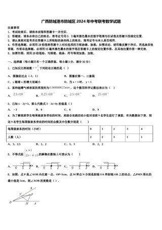 广西防城港市防城区2024年中考联考数学试题含解析.doc