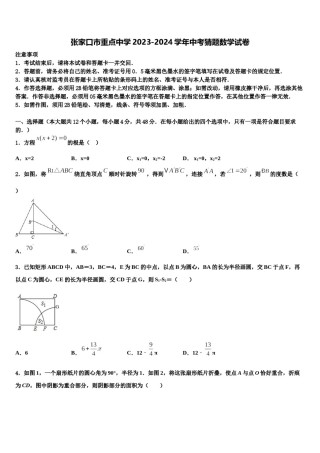 张家口市重点中学2023-2024学年中考猜题数学试卷含解析.doc