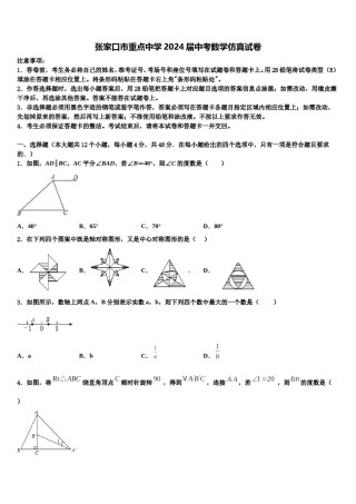张家口市重点中学2024届中考数学仿真试卷含解析.doc