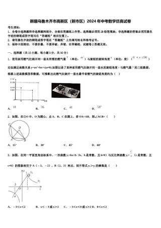 新疆乌鲁木齐市高新区（新市区）2024年中考数学仿真试卷含解析.doc