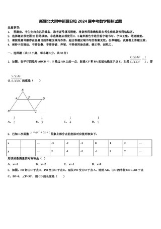 新疆北大附中新疆分校2024届中考数学模拟试题含解析.doc