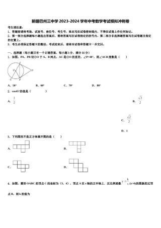 新疆巴州三中学2023-2024学年中考数学考试模拟冲刺卷含解析.doc