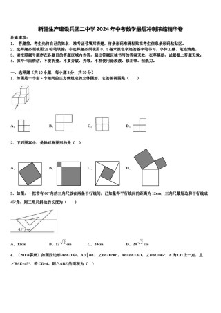 新疆生产建设兵团二中学2024年中考数学最后冲刺浓缩精华卷含解析.doc