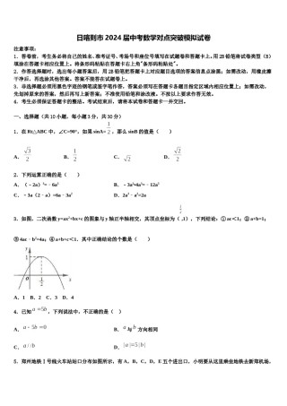 日喀则市2024届中考数学对点突破模拟试卷含解析.doc