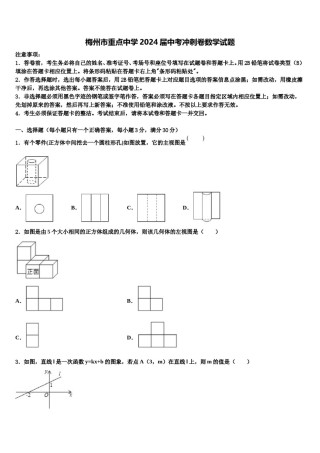 梅州市重点中学2024届中考冲刺卷数学试题含解析.doc