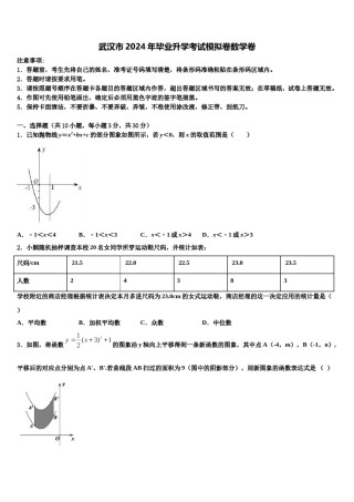 武汉市2024年毕业升学考试模拟卷数学卷含解析.doc