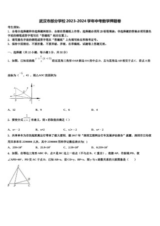 武汉市部分学校2023-2024学年中考数学押题卷含解析.doc