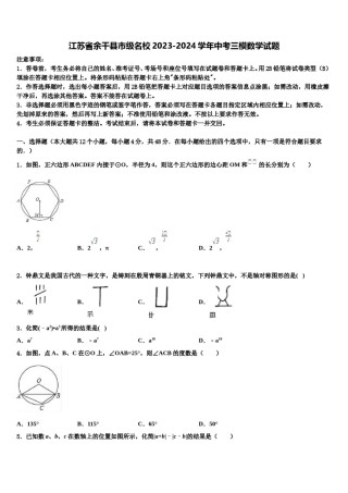 江苏省余干县市级名校2023-2024学年中考三模数学试题含解析.doc