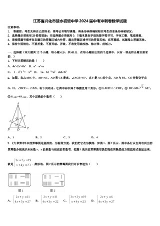 江苏省兴化市楚水初级中学2024届中考冲刺卷数学试题含解析.doc