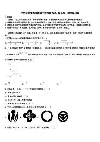 江苏省南京市高淳区市级名校2024届中考一模数学试题含解析.doc