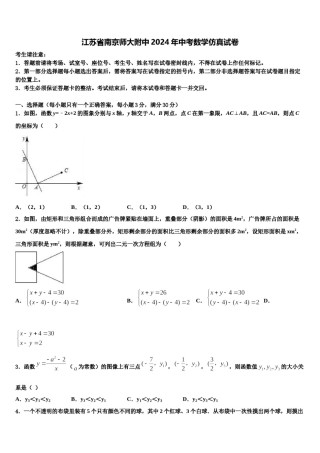 江苏省南京师大附中2024年中考数学仿真试卷含解析.doc
