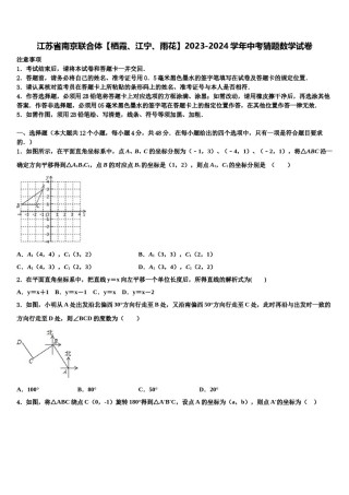 江苏省南京联合体【栖霞、江宁、雨花】2023-2024学年中考猜题数学试卷含解析.doc