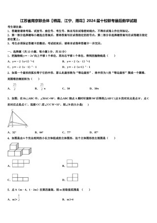 江苏省南京联合体【栖霞、江宁、雨花】2024届十校联考最后数学试题含解析.doc