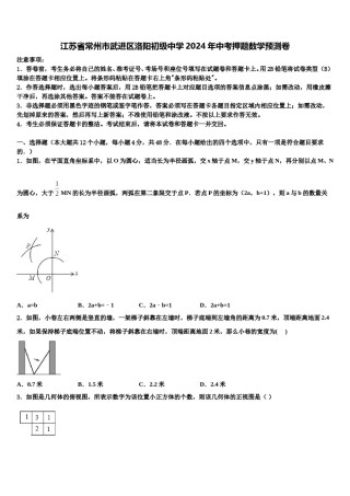 江苏省常州市武进区洛阳初级中学2024年中考押题数学预测卷含解析.doc