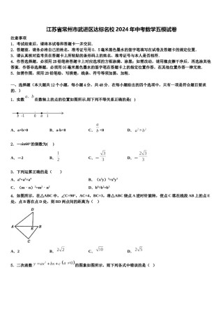 江苏省常州市武进区达标名校2024年中考数学五模试卷含解析.doc