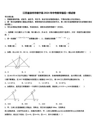 江苏省徐州市锥宁县2024年中考数学最后一模试卷含解析.doc