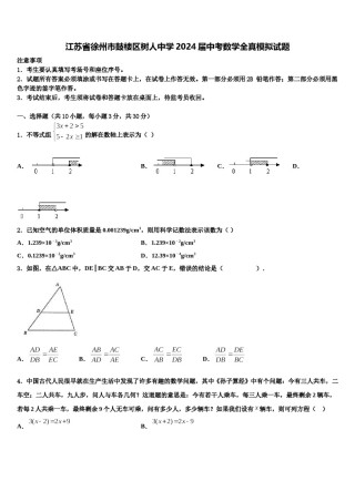 江苏省徐州市鼓楼区树人中学2024届中考数学全真模拟试题含解析.doc