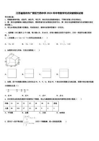 江苏省扬州市广陵区竹西中学2024年中考数学对点突破模拟试卷含解析.doc