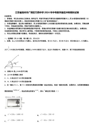 江苏省扬州市广陵区竹西中学2024年中考数学最后冲刺模拟试卷含解析.doc